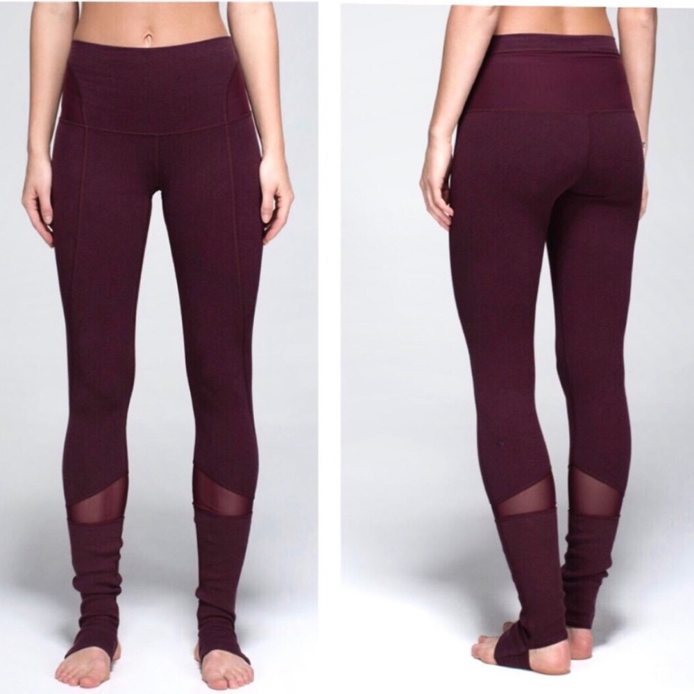 Lululemon Maroon Mesh Stirrup Leggings